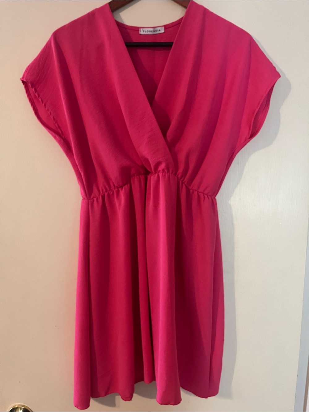Flowy Fuchsia Midi Dress with Gathered Waist